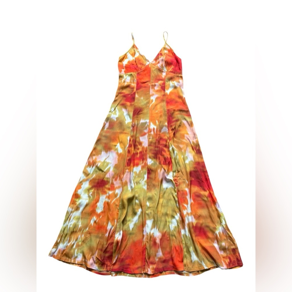 NWT The Drop Isa V-Neck Maxi Dress in orange watercolor print size XX small. - Picture 2 of 10